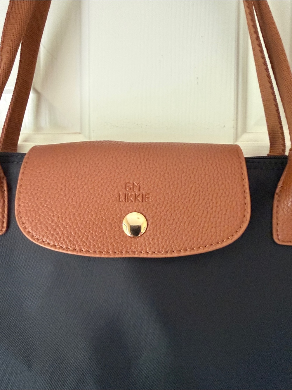 FAKE LONGCHAMP LIKE NYLON TOTE WITH FABRIC HANDLES/ EXPANDED BOTTOM - Picture 2 of 6